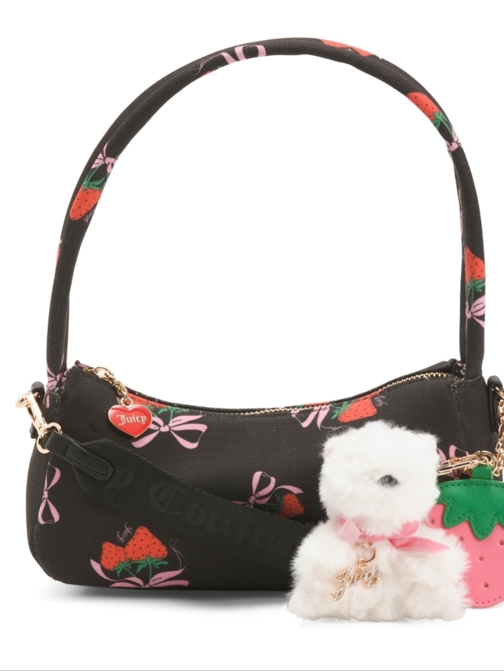 🖤▪️Juicy Couture ▪️Black Strawberry Festival Shoulder Bag with Dog Charm